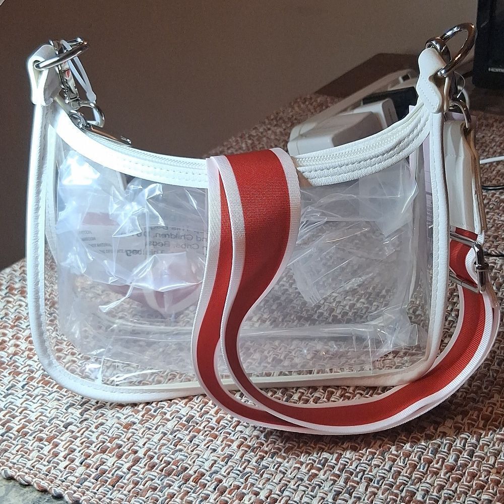 Game Day Wild Fable Clear Crossbody Bag with White Trim and Red Accent Strap - Picture 2 of 4